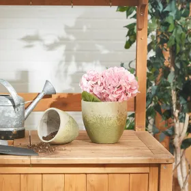 Set of 2 Rustic Weathered Cement Flower Pots - Perfect for Garden and Home Decor