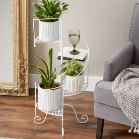 Modern White Spiral Plant Stand Showcase - Stylish Indoor Plant Display Stand