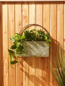 Large Rectangle Galvanized Wall Planter - Rustic Hanging Plant Holder
