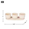 GREEN SQUARE CERAMIC SMALL PLANTER SET OF 3