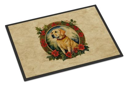 NEW Labrador Retriever Christmas Flowers Doormat Front Door Mat Indoor Outdoor Rugs for Entryway, Non Slip Washable Low Pile, 18H X 27W