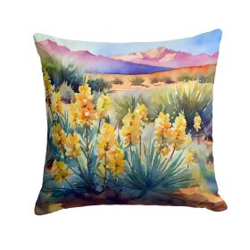 New Mexico Yucca Flower in Watercolor Throw Pillow Machine Washable, Indoor Outdoor Decorative Pillow for Couch, Bed or Patio, 14Hx14W