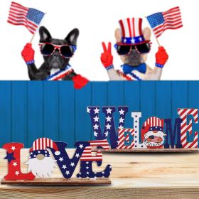 1pc 4th Of July Wooden Ornament; Independence Day I Love USA Wooden Alphabet Ornament; Holiday Decoration For Bedroom Living Room Tiered Tray Orn (Color: Ornaments B)