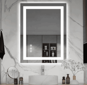 Triple Color Temperature/LED/RGB Smart Touch Control Bathroom Mirror with Tempered Glass, Adjustable Light, Fog & Shatterproof, Memory Function (S3R13874UL55"x30": S3R182101UL72"x40")