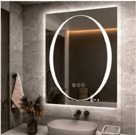 Triple Color Temperature/LED/RGB Smart Touch Control Bathroom Mirror with Tempered Glass, Adjustable Light, Fog & Shatterproof, Memory Function (S3R13874UL55"x30": S3R18282UL72"x32")