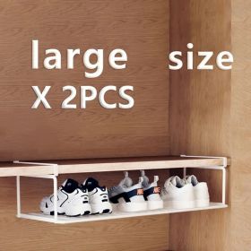 "Luxury Stackable Shoe Display - Adjustable Width with Storage Basket Included" (Capacity: white large size*2)
